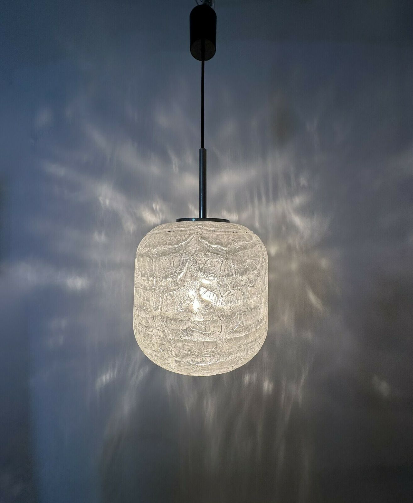 Rare Mid Century Doria Leuchten Glass Hanging Lamp , 1970’s photo furniture