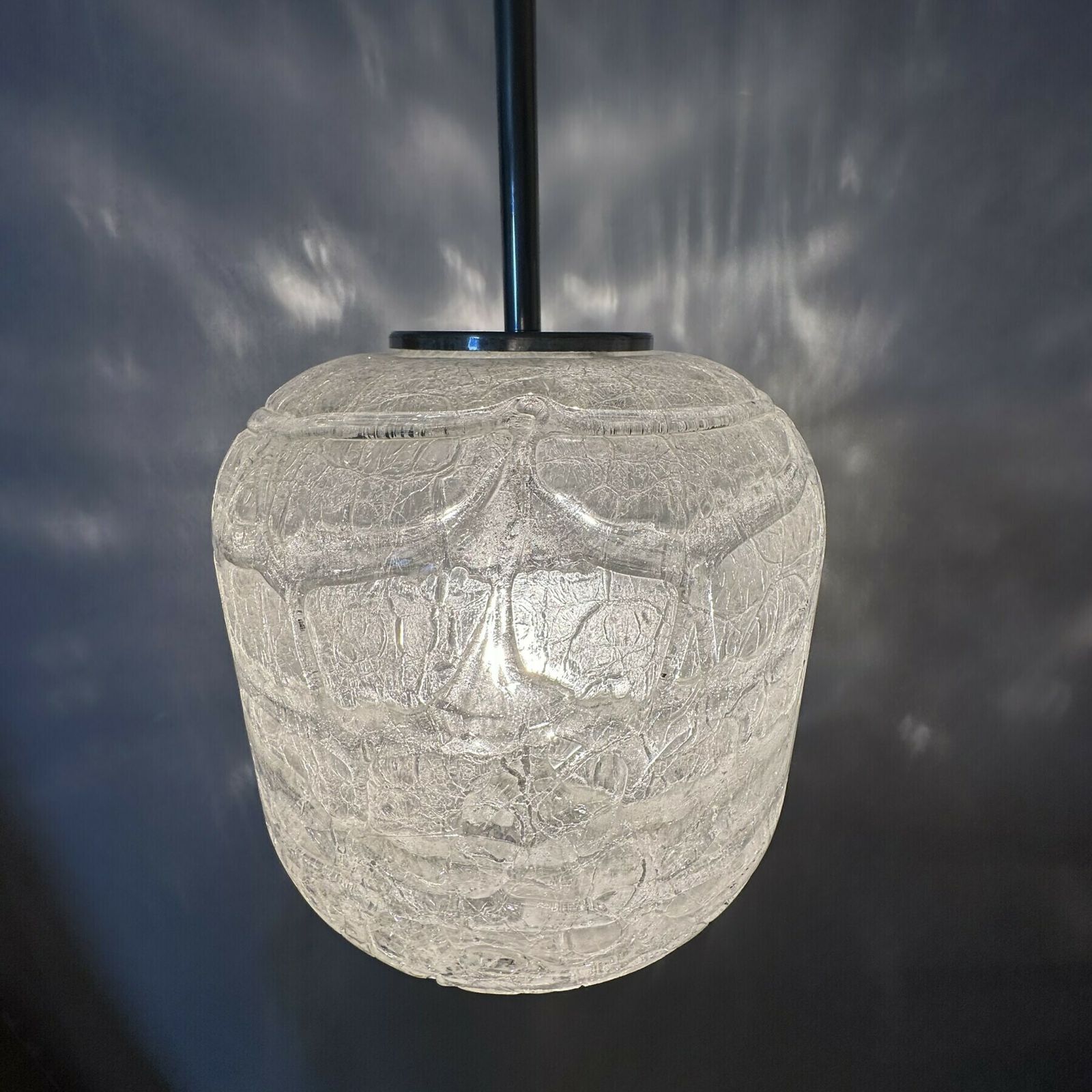 Rare Mid Century Doria Leuchten Glass Hanging Lamp , 1970’s photo 452.0