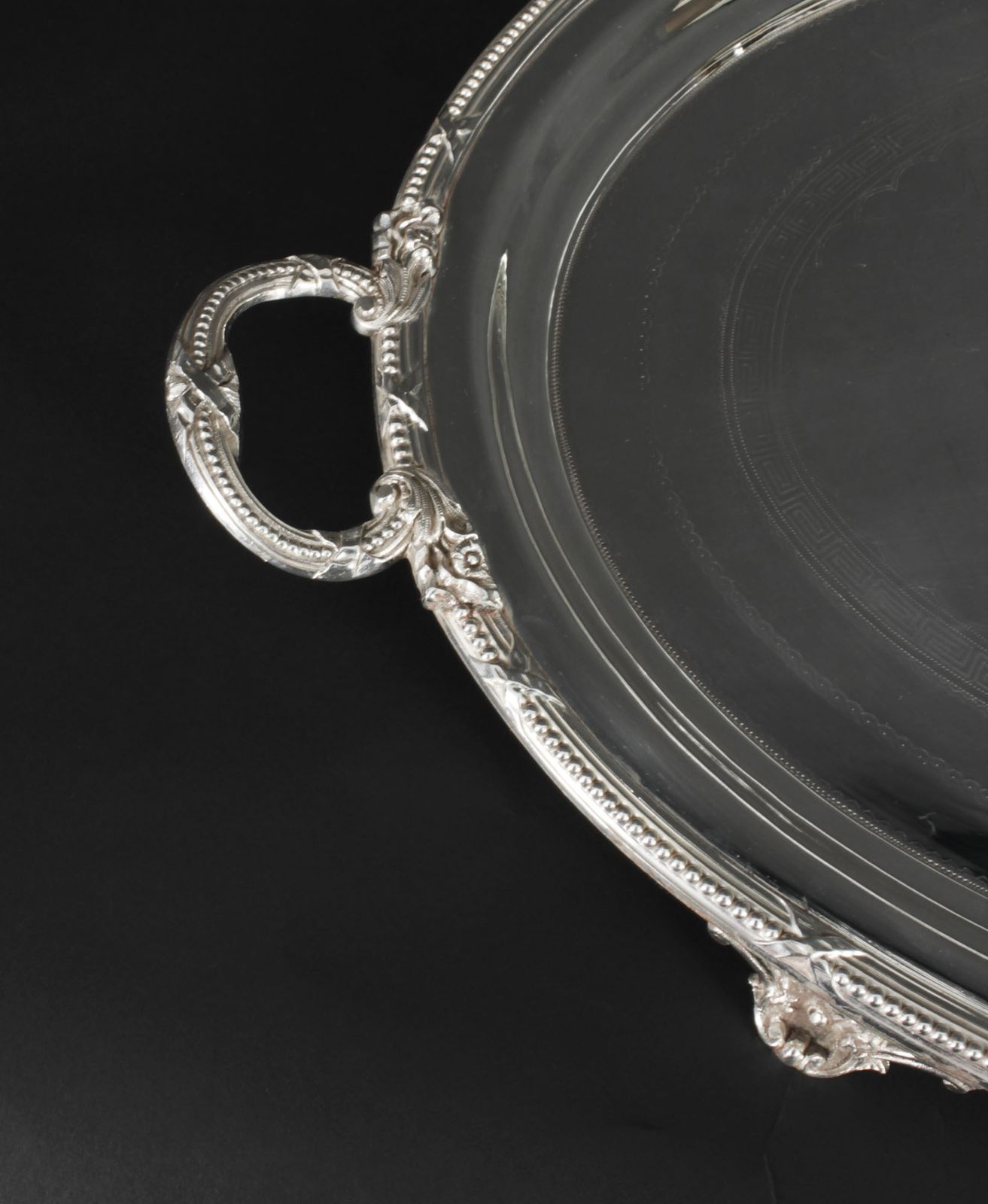 Antique Large German Oval Silver Plated Tray Peters Hamburg 19th C photo buy