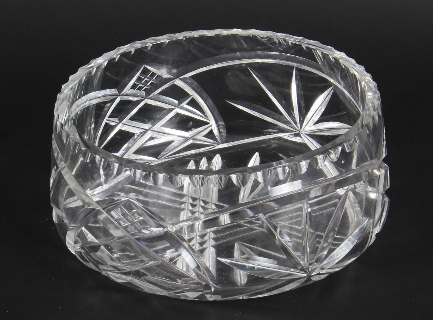 Vintage Cut Glass Crystal Bowl 20th C