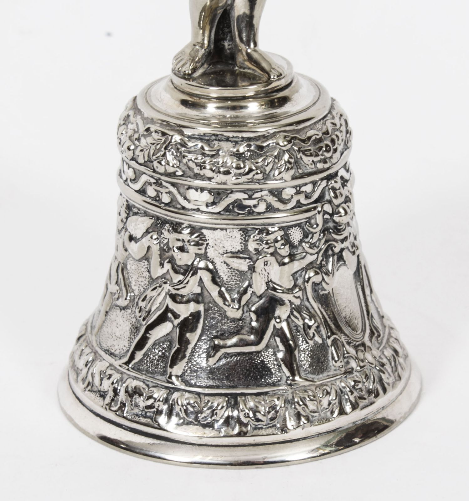 Antique Silver Plated Hand  Bell Renaissance Revival 19th Century photo 325.0