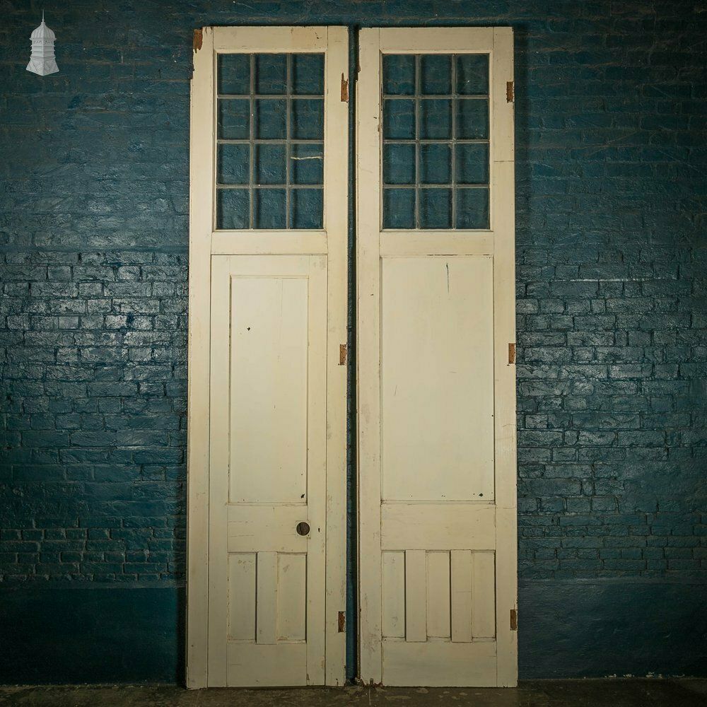 Glazed Room Divider, Leaded Glass With Internal Door And White Painted Finish photo Home Decor