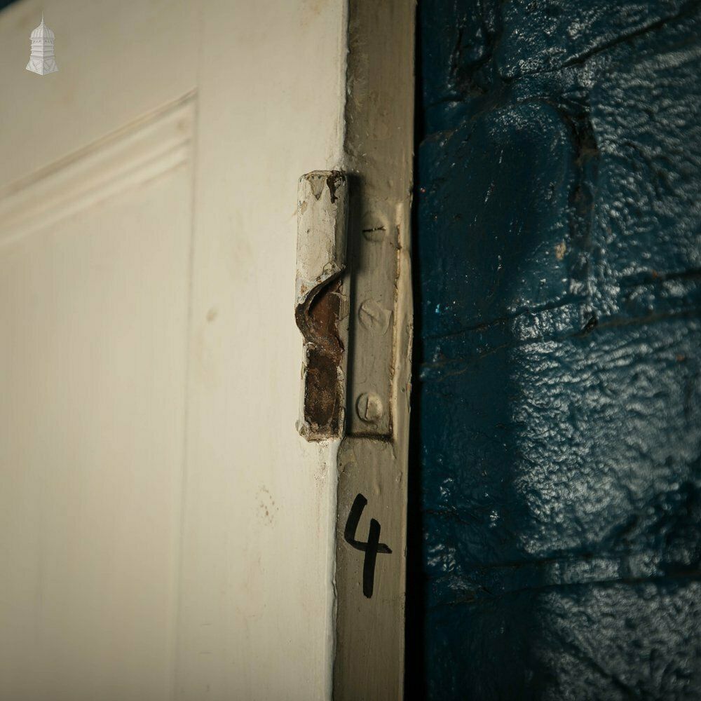 photo vintage Pine Panelled Door, Victorian 4 Panel Green Painted