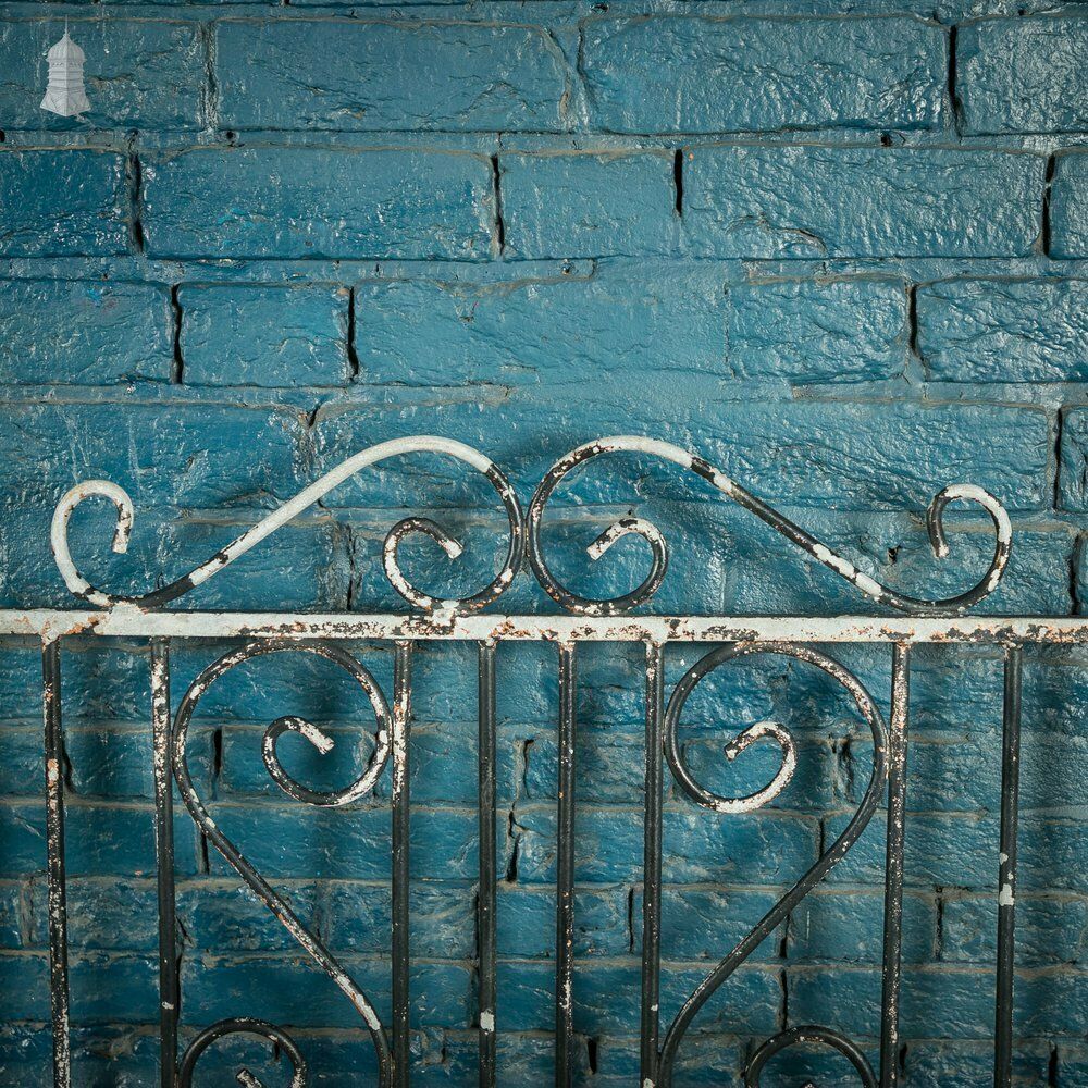 Wrought Iron Driveway Gates, Pair Of 20th C Gates With Distressed Painted Finish photo vinterior