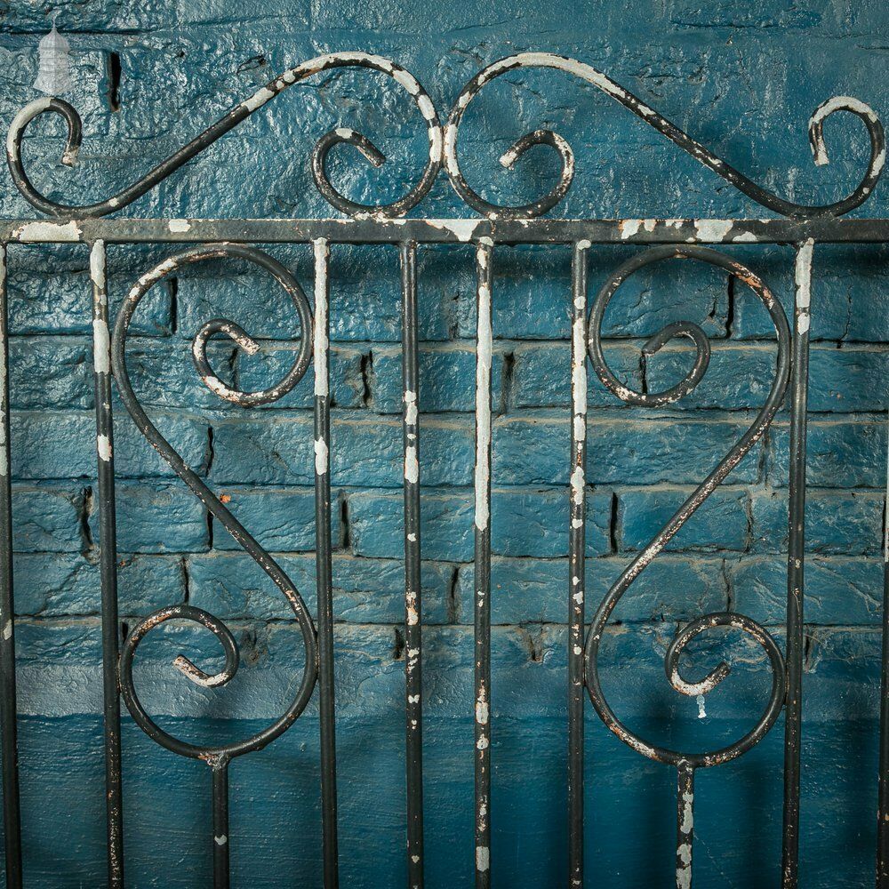 photo furniture Wrought Iron Driveway Gates, Pair Of 20th C Gates With Distressed Painted Finish
