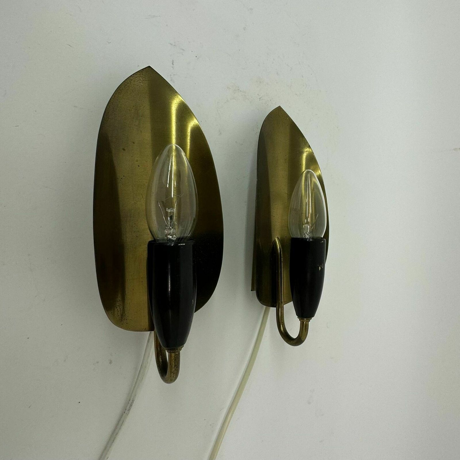 Set Van 2 Messing Wandlampen, Ca. Jaren 1950 photo buy