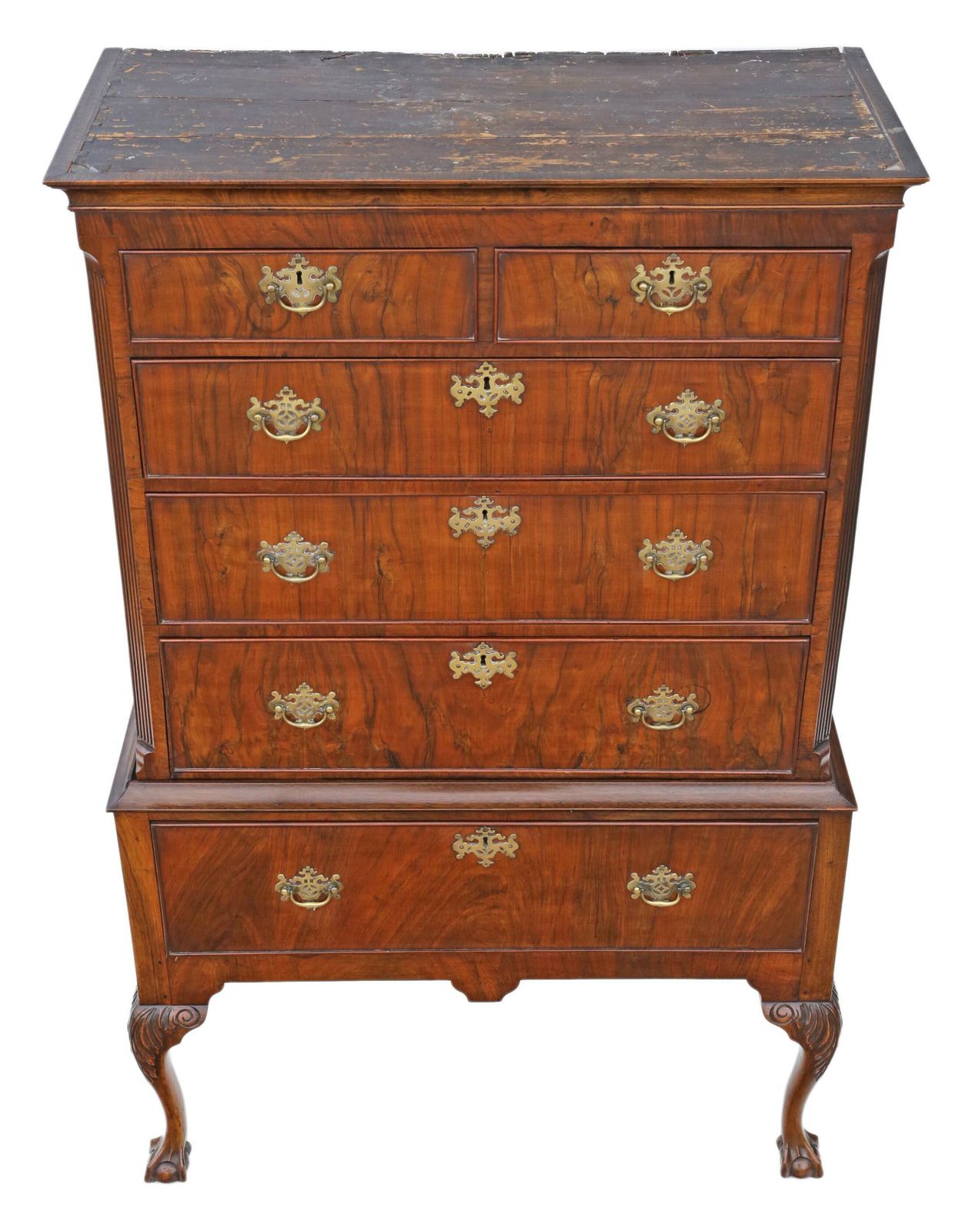 Antique Georgian Figured Walnut Chest Of Drawers On Stand, Dating From The 18th Century And Later photo Furniture