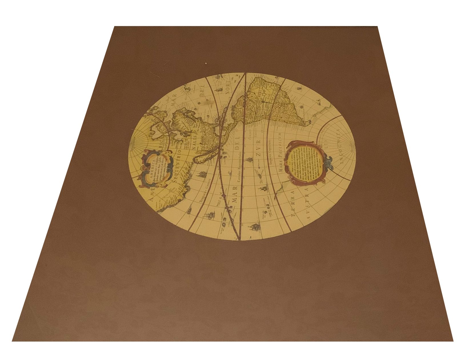 Kennedy For Harrods Brass Bound Military Campaign Nesting Tables With Glazed Tops Depicting Antiquarian Maps Of The World Ol photo 2100.0