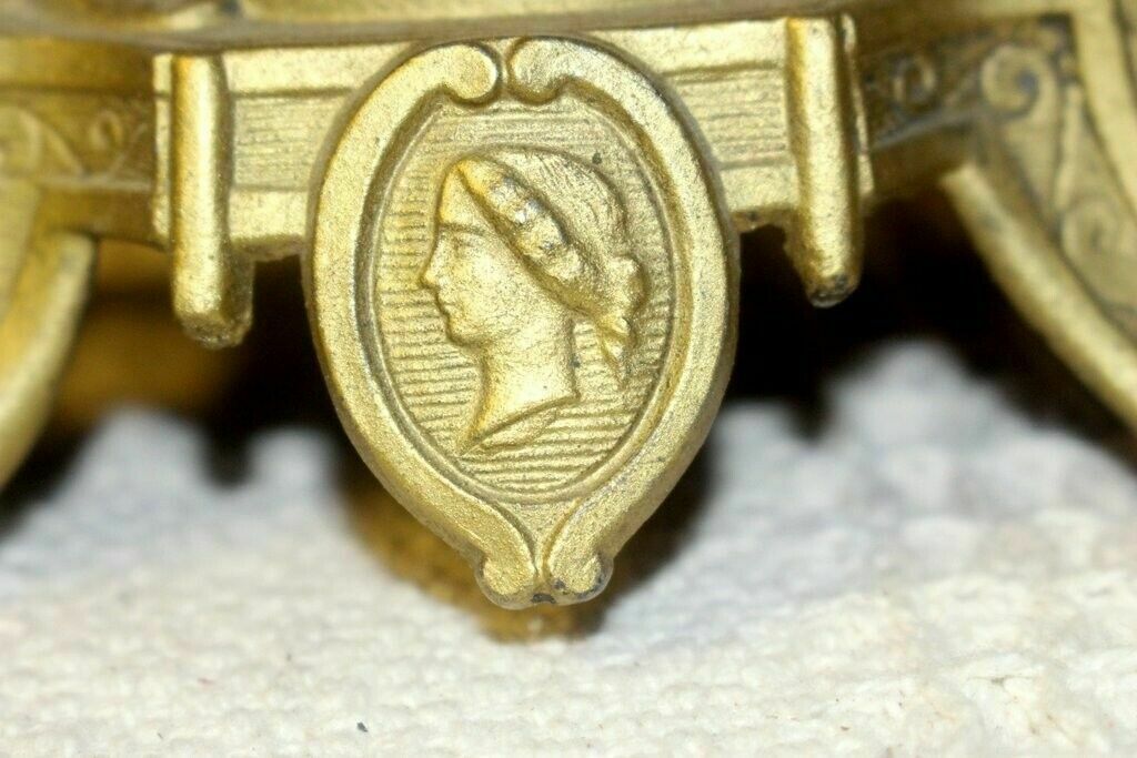 Antique Old Brass Napoleon III 171 Lsf Lady Figure Candle Holder photo vintage