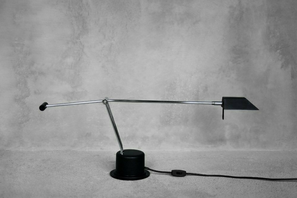 photo for sale Mid Century Belgian Modern Minimalist Black Desk Lamp From Massive, 1980s