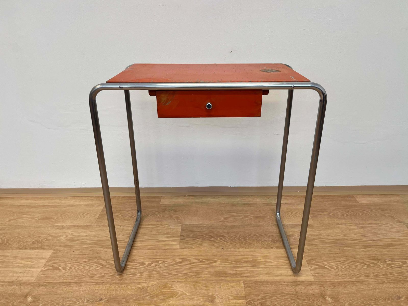 Bauhaus Tubular Steel Chrome Table Model R12 By Robert Slezak   1930s photo furniture