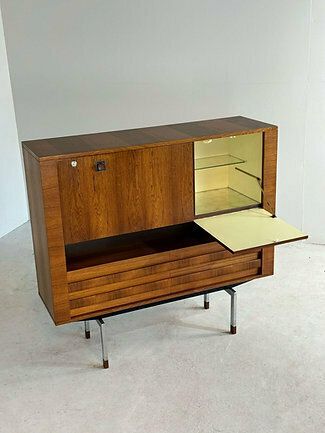 photo vinterior Mid Century Palissander Barkast, Belform, Ca. Jaren 1950