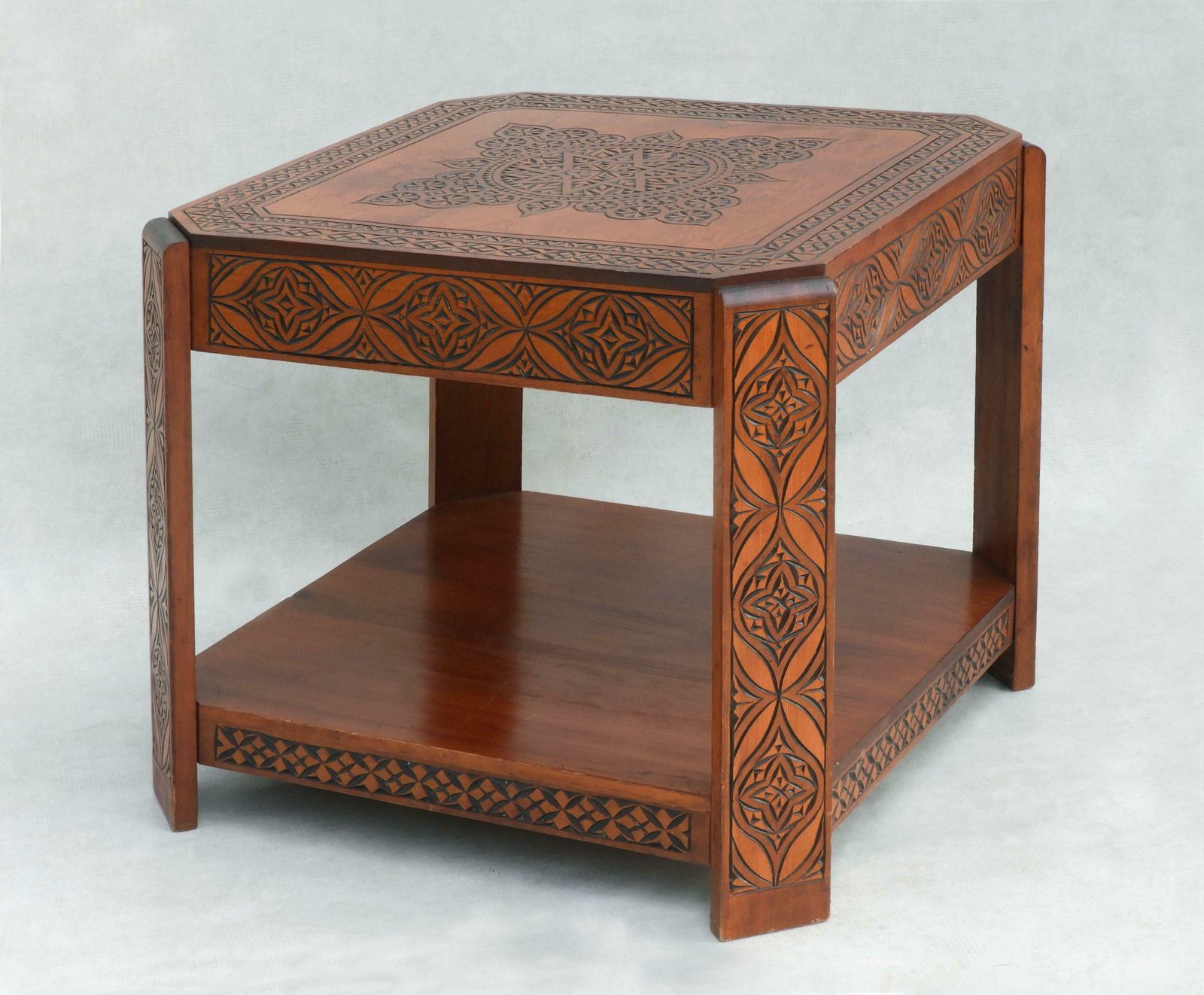 Hand Decorated Mid Century Moroccan Coffee Table C1950 photo for sale