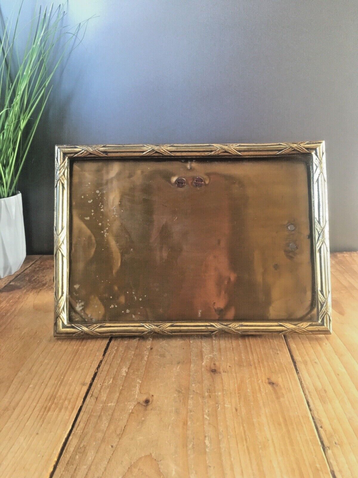 Antique C1900 French Bamboo Effect Regency Gilt Brass Easel Picture Photo Frame photo furniture
