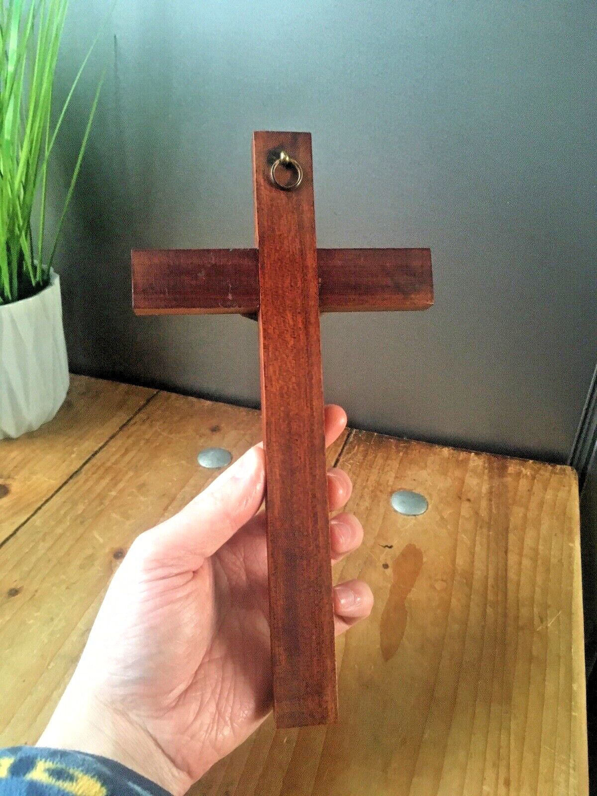 Antique Art Deco French Bakelite Gilded Wall Hanging Crucifix Church Cross Jesus photo buy