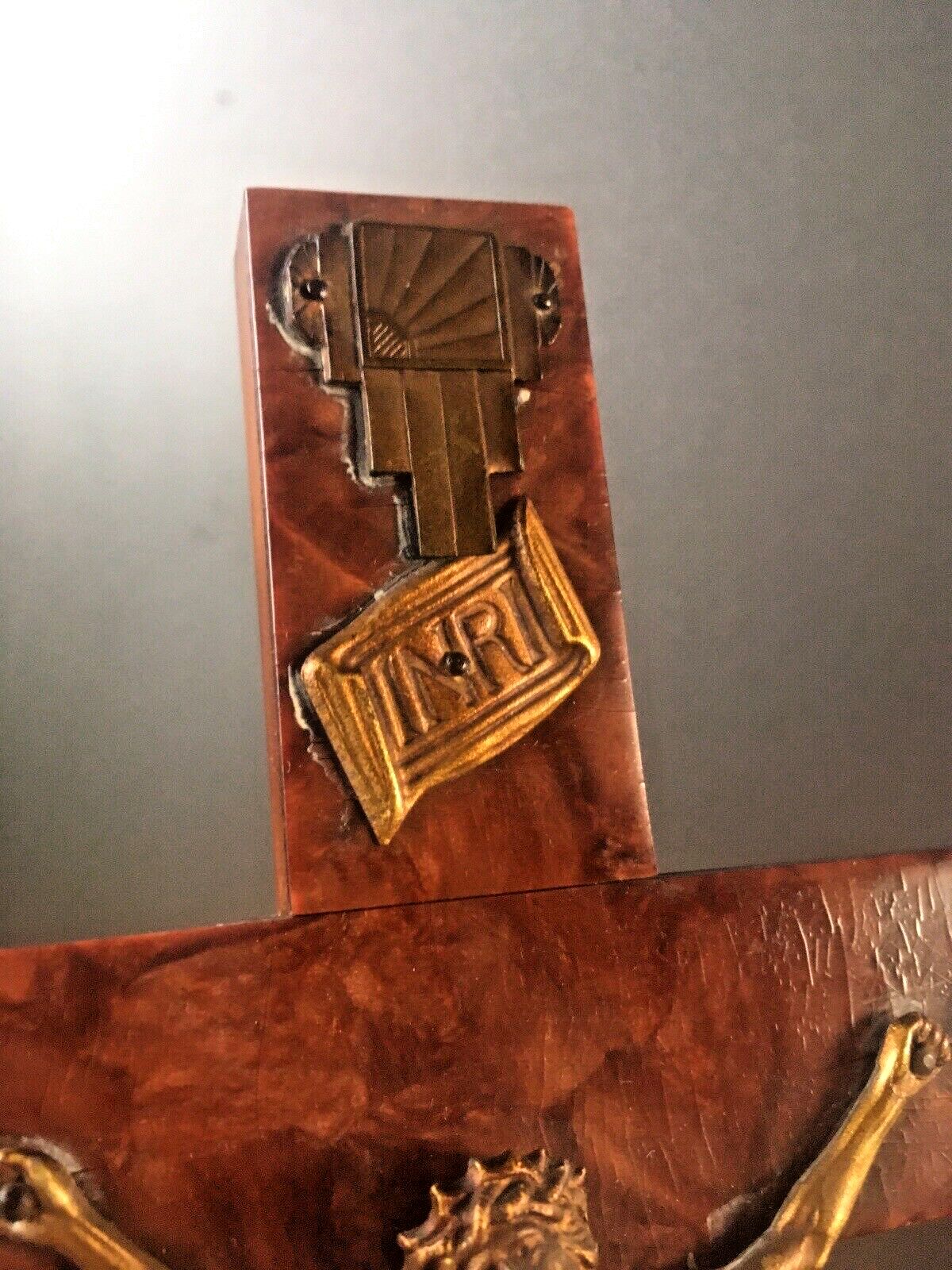 Antique Art Deco French Bakelite Gilded Wall Hanging Crucifix Church Cross Jesus photo vintage