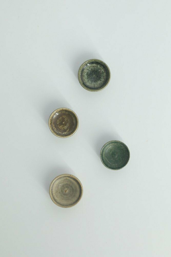 Small Mid Century Scandinavian Modern Collectible Brown & Green Stoneware Bowls By Gunnar Borg For Höganäs Ceramics, 1960s, Set Of 4 photo Home Decor