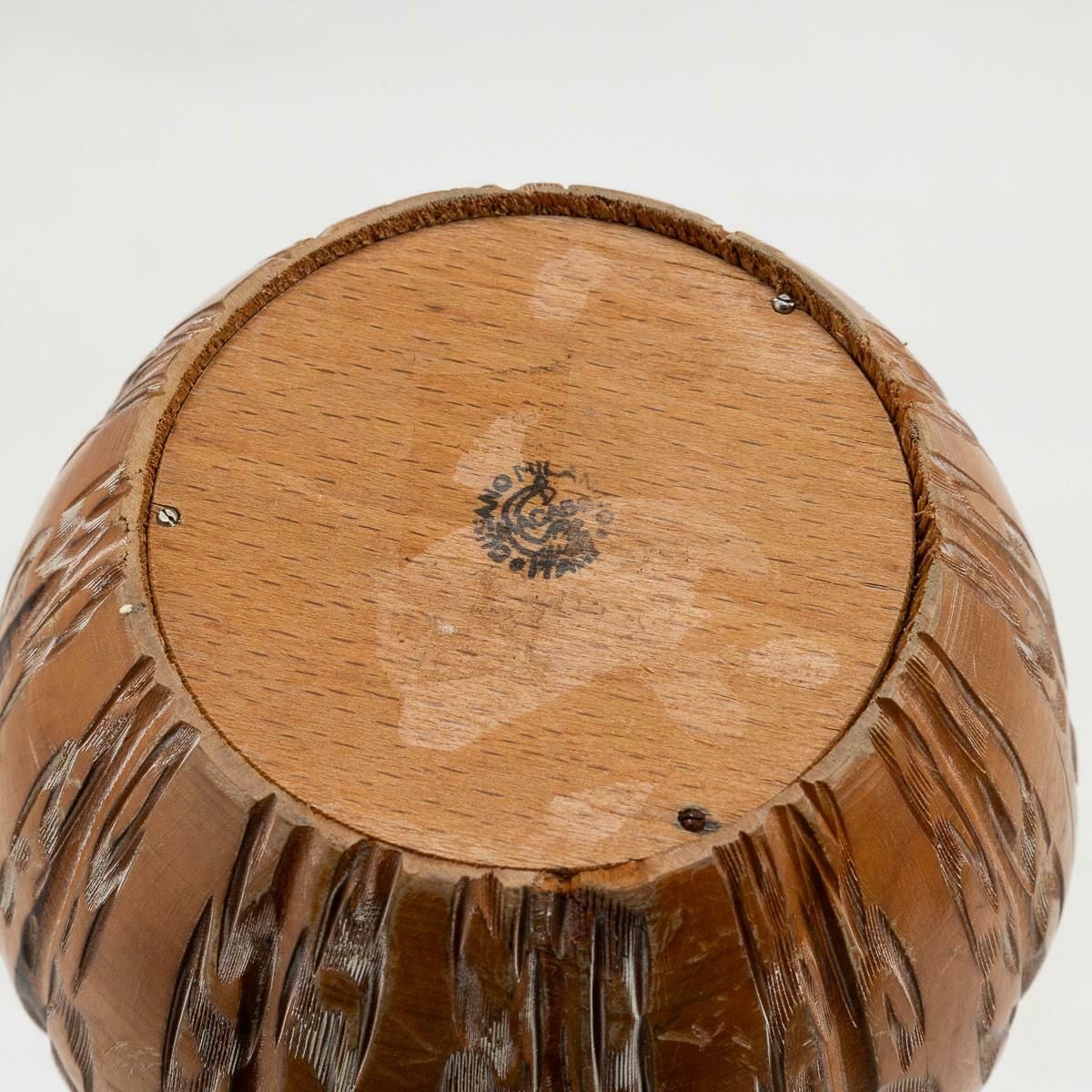 Home Decor 20th Century Italian Carved Wood Flask By Aldo Tura For Macabo C.1960 photo