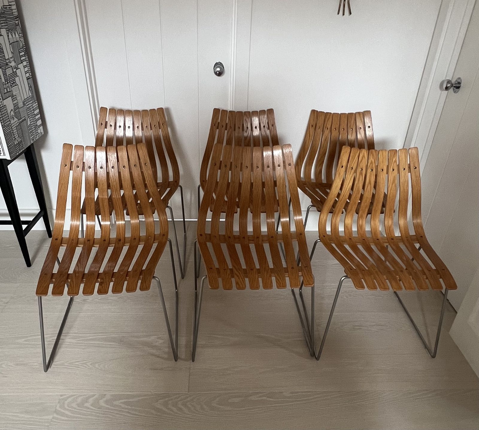 Scandia Junior Oak Dining Chairs X6 photo vinterior