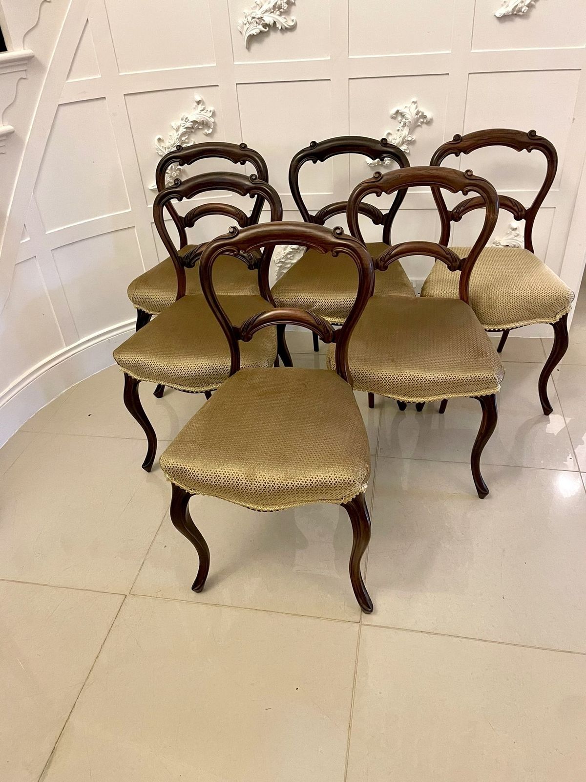 Set Of 6 Antique 19th Century Quality Rosewood Dining Chairs photo 3250.0