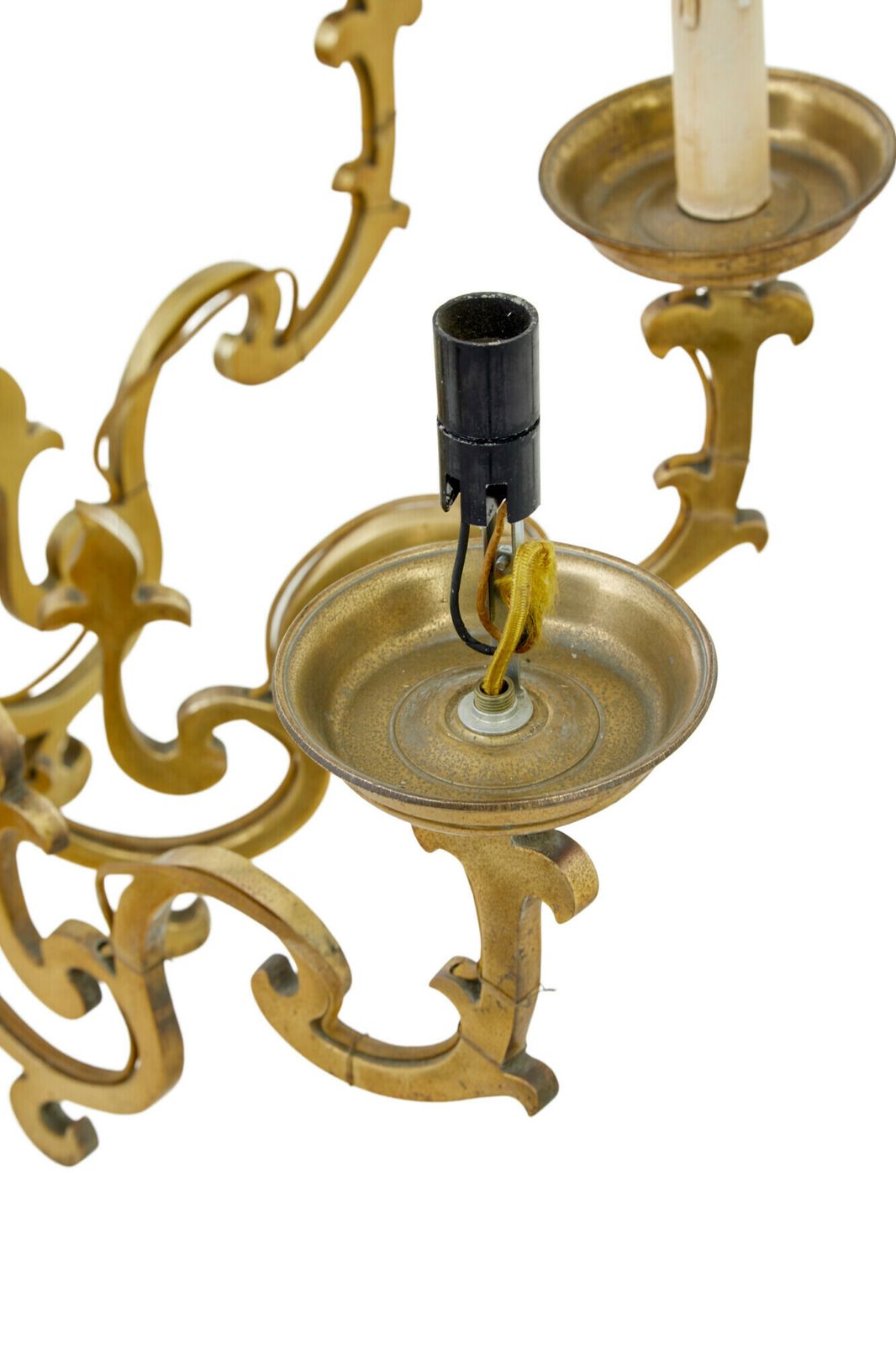 Large Early 20th Century 8 Arm Brass Chandelier photo for sale