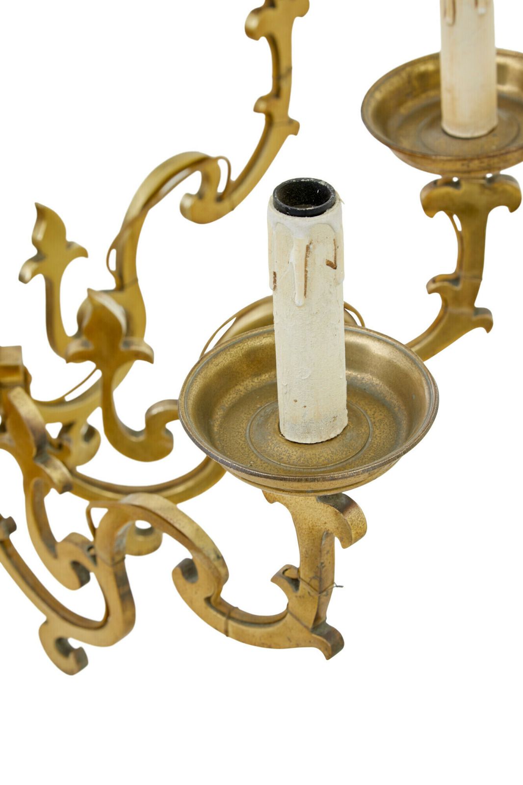 Large Early 20th Century 8 Arm Brass Chandelier photo Lighting