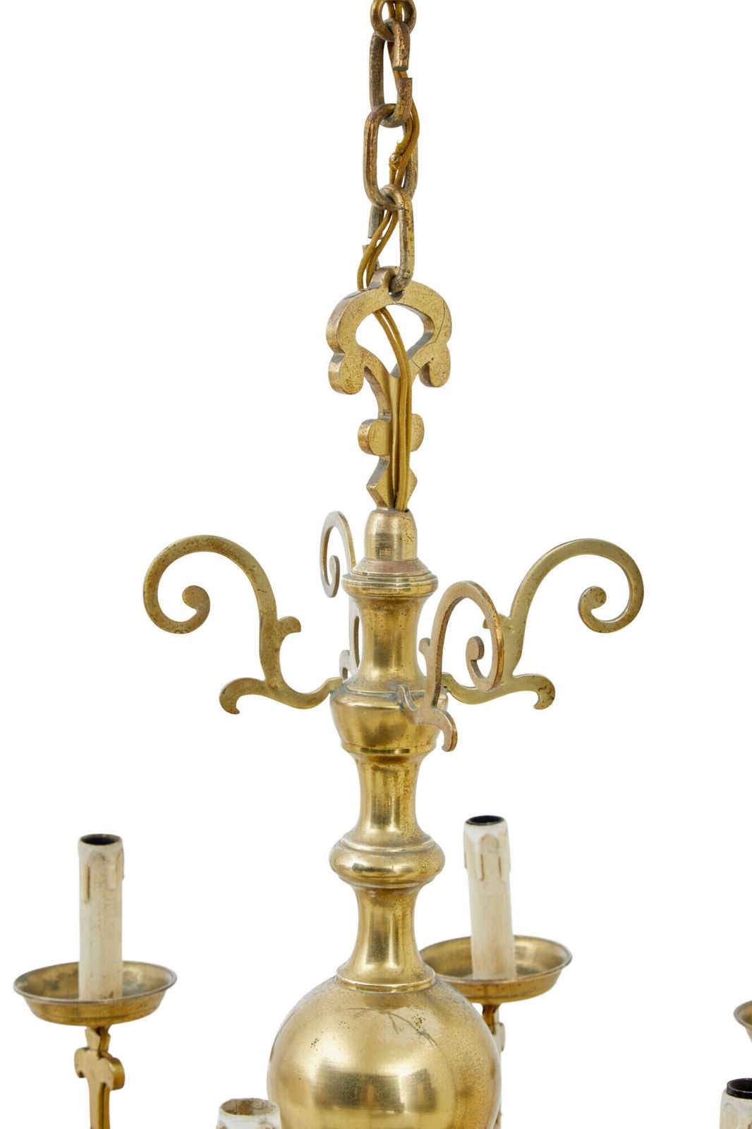 Large Early 20th Century 8 Arm Brass Chandelier photo vinterior