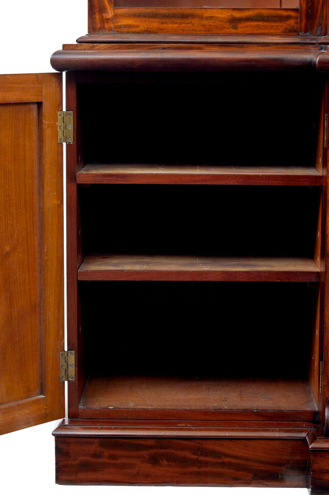 Early Victorian 19th Century Flame Mahogany Breakfront Bookcase photo vintage