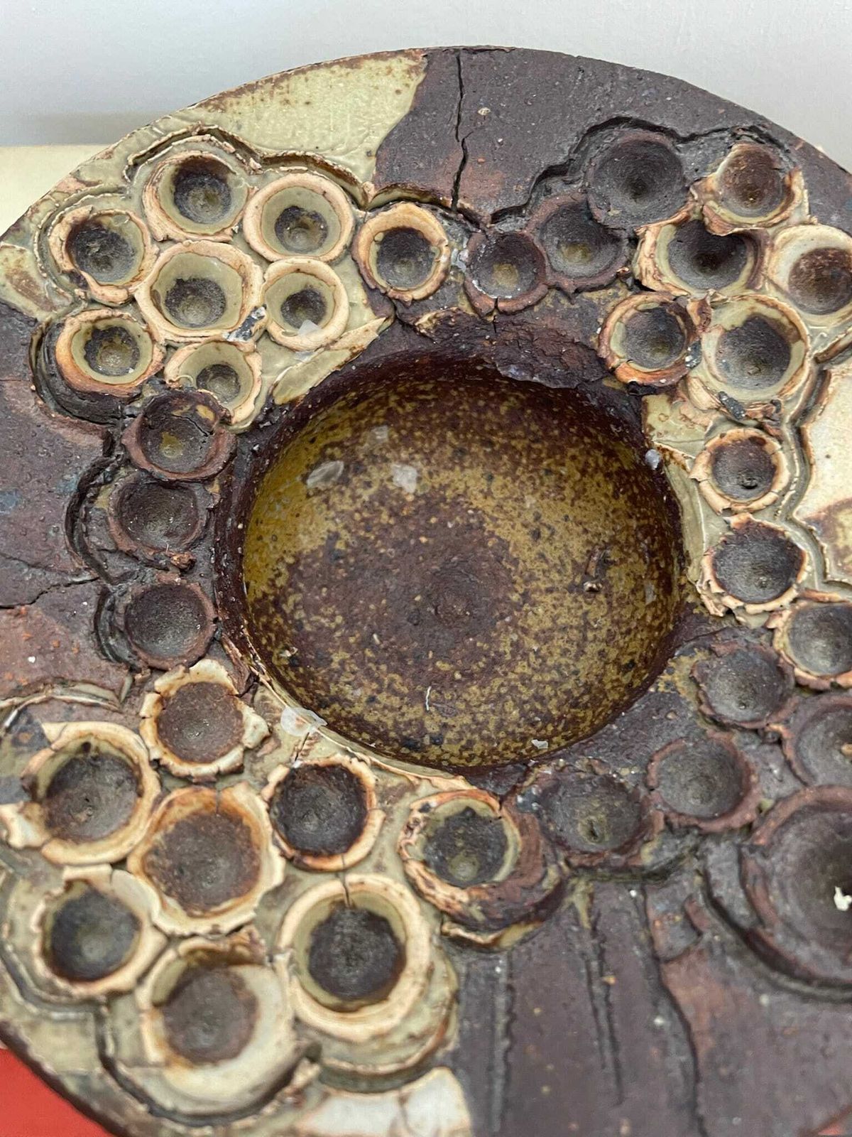 Danish Key Tray / Bowl By Artist Bodil Marie Nielsen 1970s Brutalist Piece photo vinterior