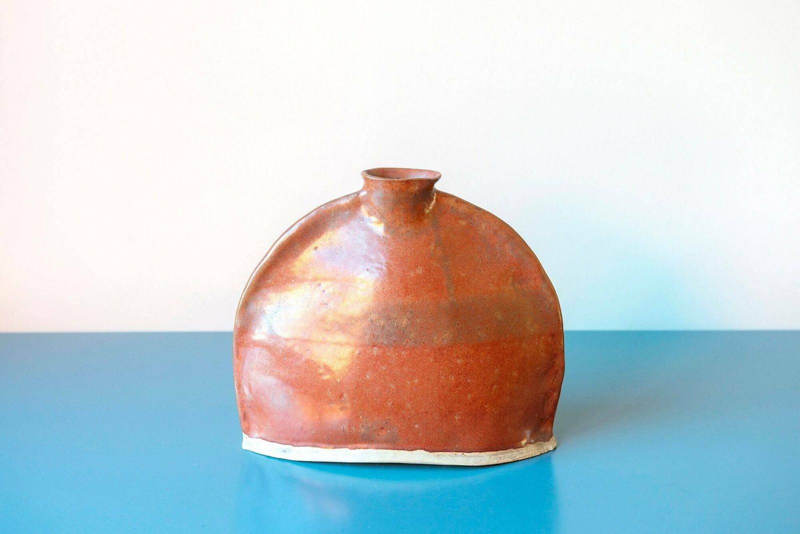 Studio Pottery Vaas, Vintage Keramische Vaas, Decoratief Aardewerken Object, Mid Century Modern, Handgemaakte Ronde Bloemenvaas photo Woonaccessoires