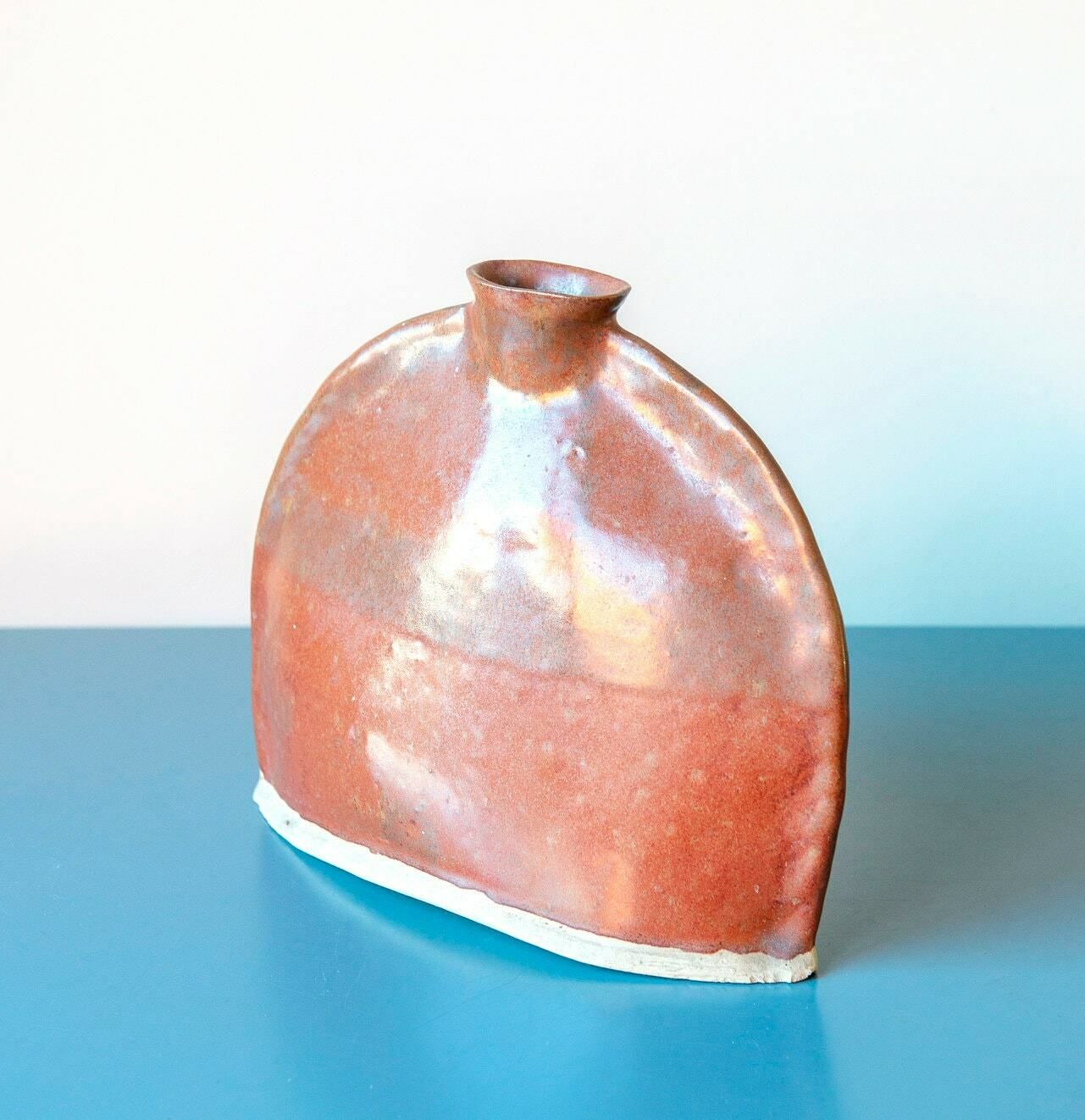 Studio Pottery Vaas, Vintage Keramische Vaas, Decoratief Aardewerken Object, Mid Century Modern, Handgemaakte Ronde Bloemenvaas photo 100.0