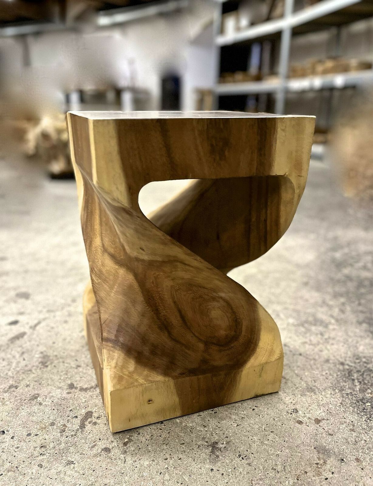 Organic Modern Suar Wood Side Table, Handcarved, Idn 2023 photo Furniture
