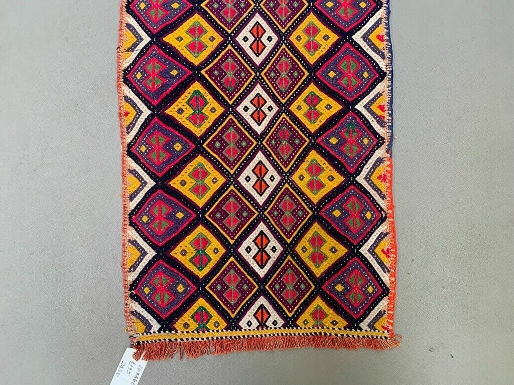 Vintage Turkish Mini Kilim 86x46 Cm Wool Small Kelim Runner, Shabby Chic photo Textiles