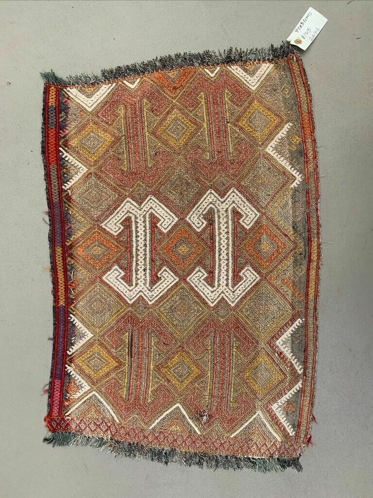 Vintage Turkish Mini Kilim 79x51 Cm Wool Small Kelim Runner, Shabby Chic