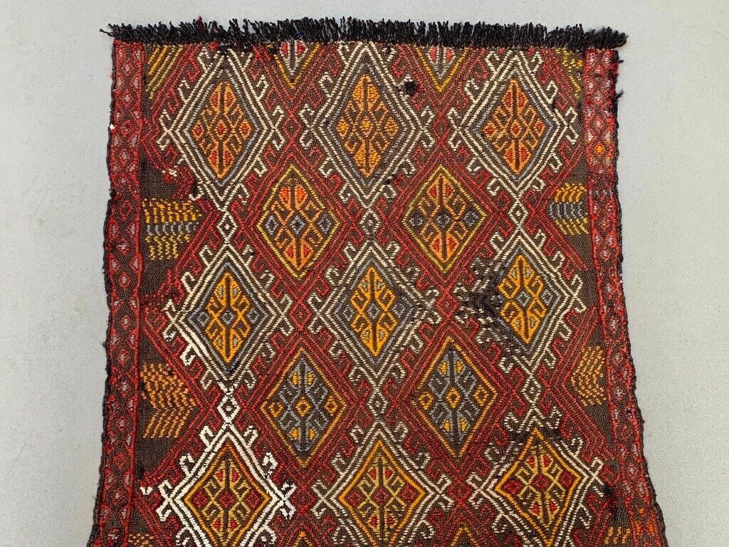 Vintage Turkish Mini Kilim 86x55 Cm Wool Small Kelim Runner, Shabby Chic photo 145.0
