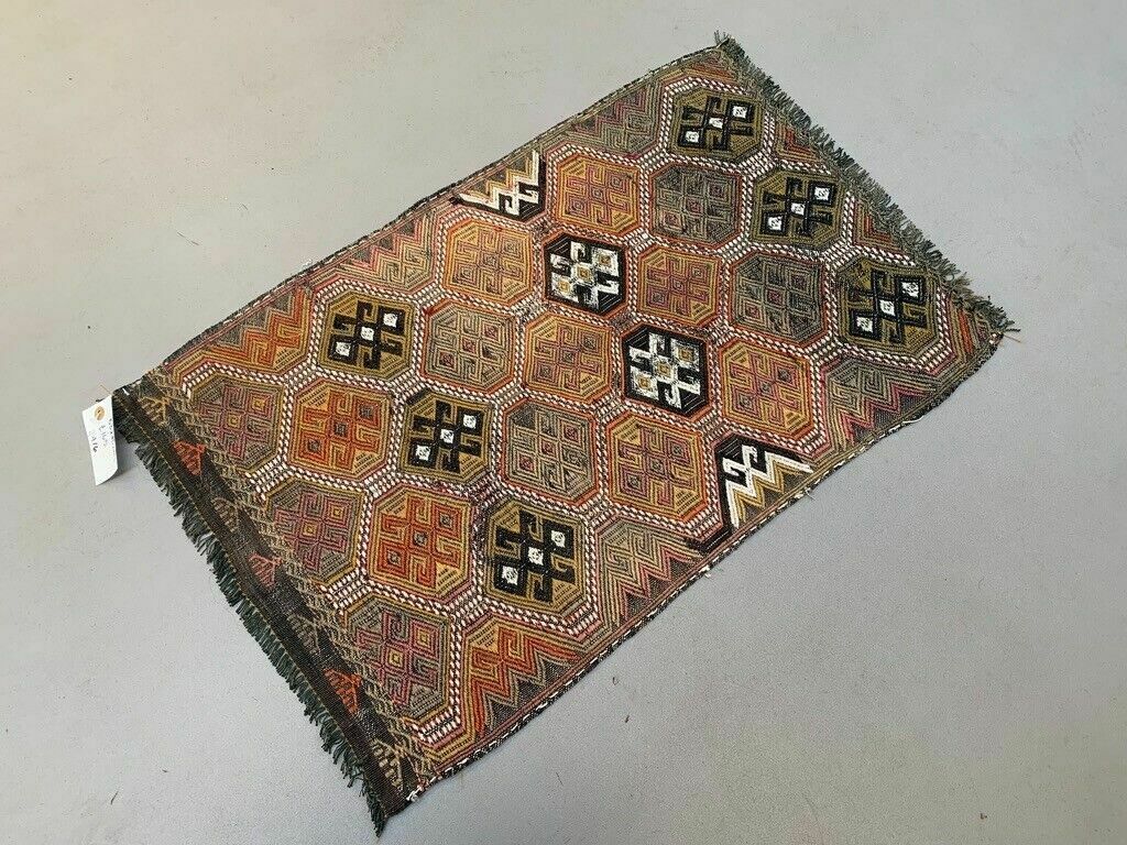 Vintage Turkish Mini Kilim 85x53 Cm Wool Small Kelim Runner, Shabby Chic photo for sale