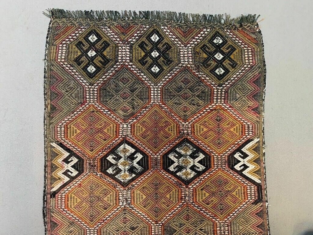 Vintage Turkish Mini Kilim 85x53 Cm Wool Small Kelim Runner, Shabby Chic photo 165.0