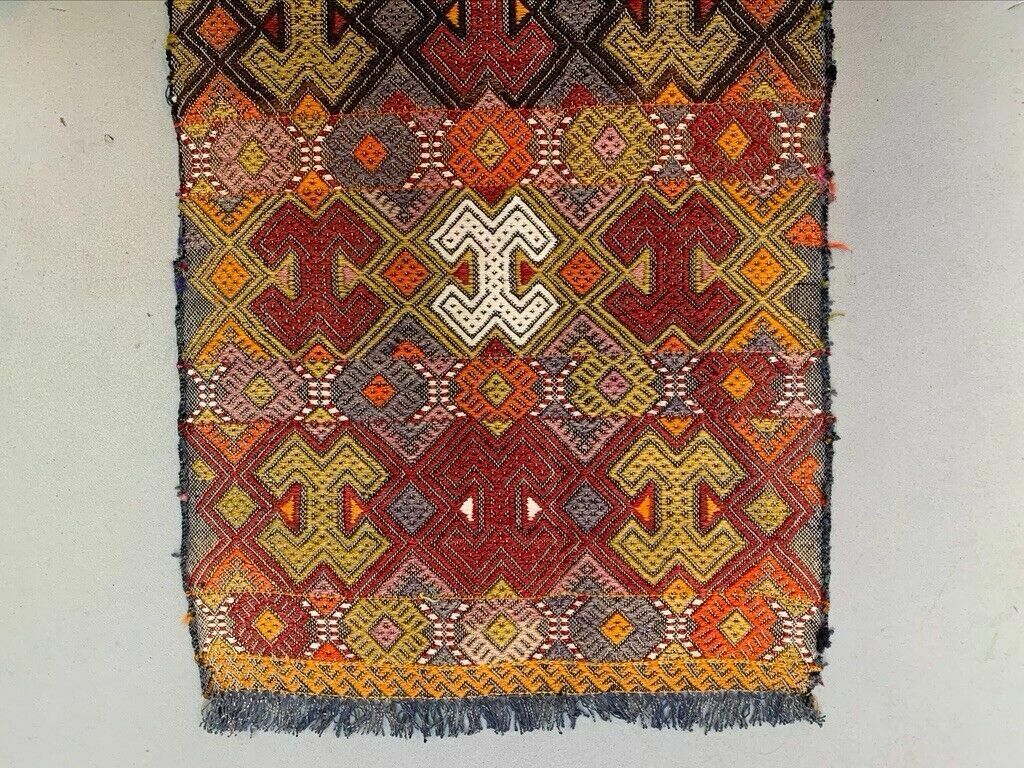 Vintage Turkish Mini Kilim 87x47 Cm Wool Small Kelim Runner, Shabby Chic photo 165.0