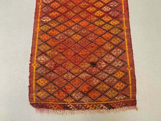 Vintage Turkish Mini Kilim 99x52 Cm Wool Small Kelim Runner, Shabby Chic photo Textiles