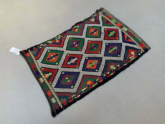 Vintage Turkish Mini Kilim 88x55 Cm Wool Small Kelim Runner, Shabby Chic photo for sale