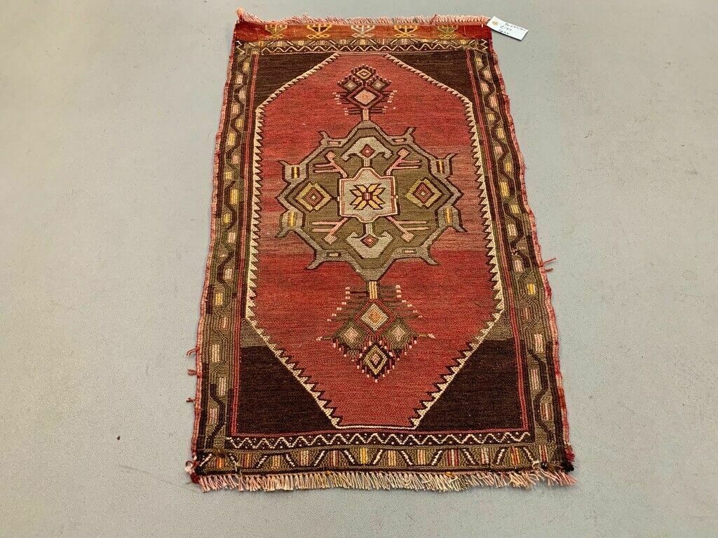 Vintage Turkish Mini Kilim 96x55 Cm Wool Small Kelim Runner, Shabby Chic photo furniture