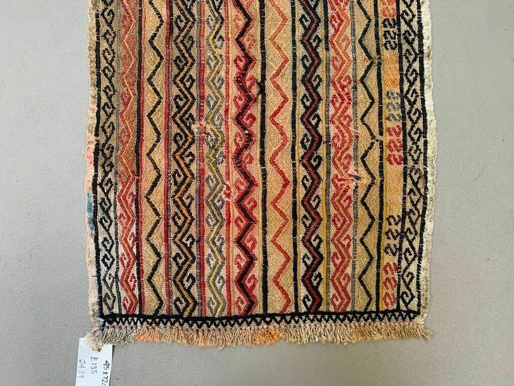 Vintage Turkish Mini Kilim 72x45 Cm Wool Small Kelim Runner, Shabby Chic photo Textiles