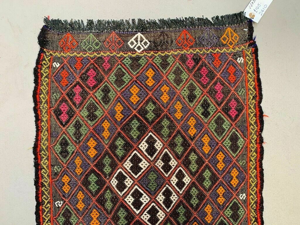 Vintage Turkish Mini Kilim 84x52 Cm Wool Small Kelim Runner, Shabby Chic photo 165.0