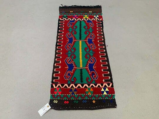 Vintage Turkish Mini Kilim 114x47 Cm Wool Small Kelim Runner, Shabby Chic photo furniture