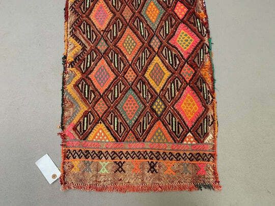 Vintage Turkish Mini Kilim 98x51 Cm Wool Small Kelim Runner, Shabby Chic photo Textiles