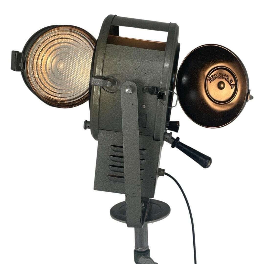 A.E. Cremer   1950's   Studio Lamp / Spotlight   Green   On Original Metal Tripod   Fully Original And Rewired   Made In France photo Lighting