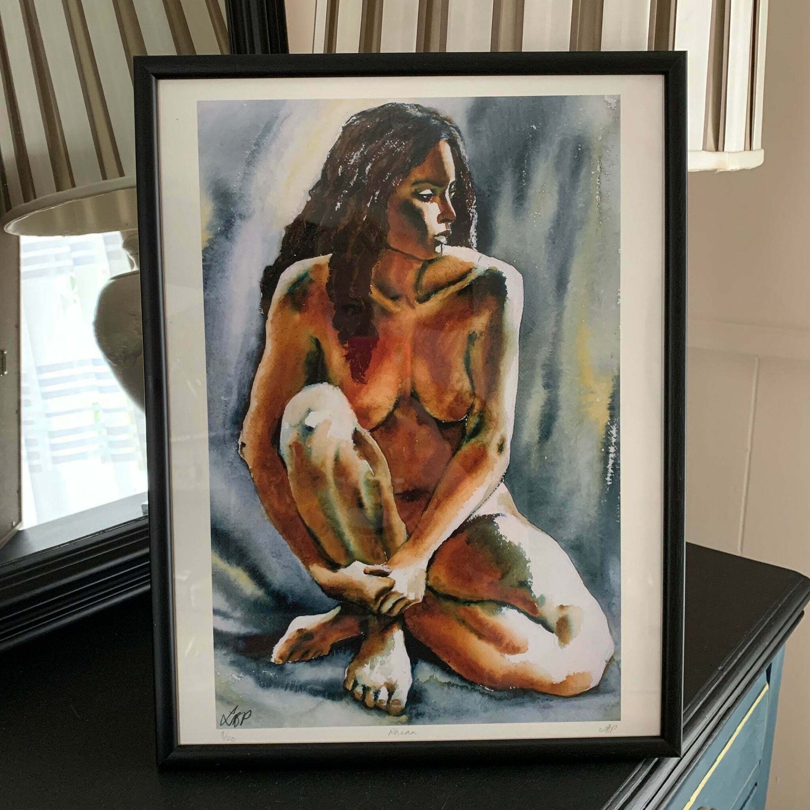 Framed Print Nude Woman Limited Edition Rhian Signed Lbp 9/20 Erotic Print