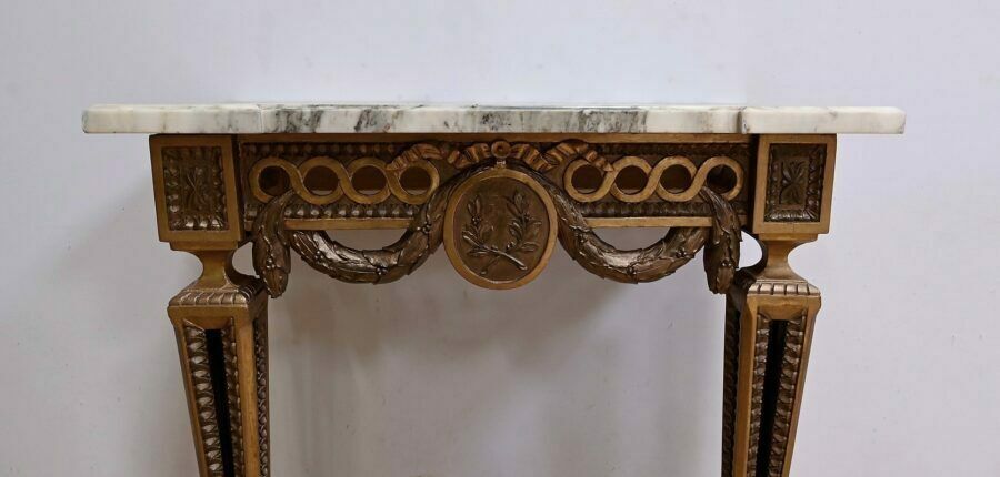 Small Carved Wood Wall Console, Louis XVI Style, Napoleon III Period Mid 19th Century photo buy