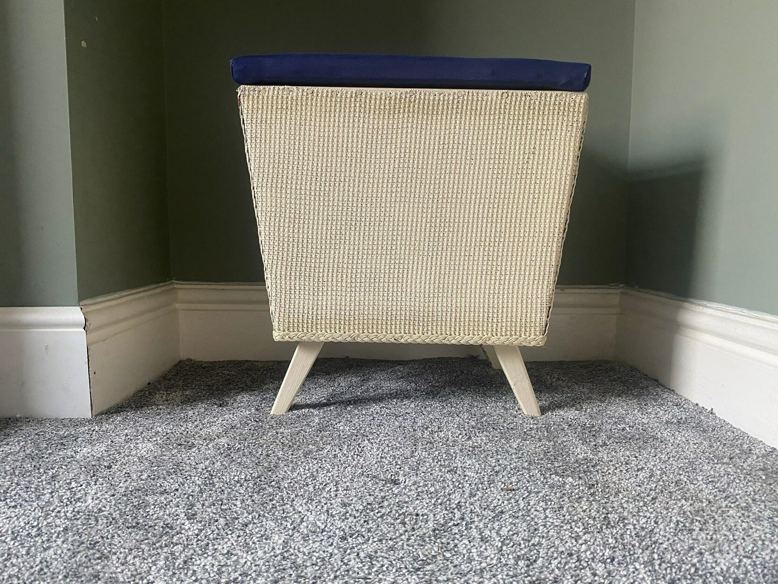 Lloyd Loom Style Linen Basket Ottoman Storagetrunk Wash Basket photo for sale