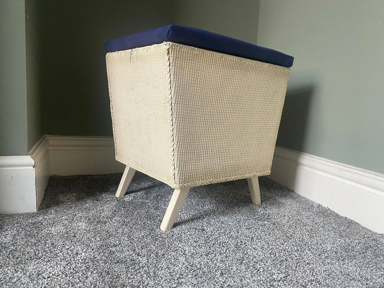 Lloyd Loom Style Linen Basket Ottoman Storagetrunk Wash Basket photo Home Decor